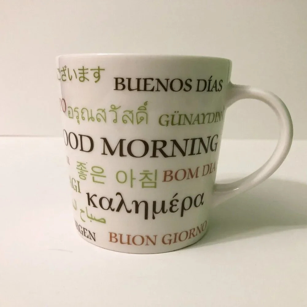 2007 Starbucks Good Morning Multi Language 17 oz Coffee  Mug